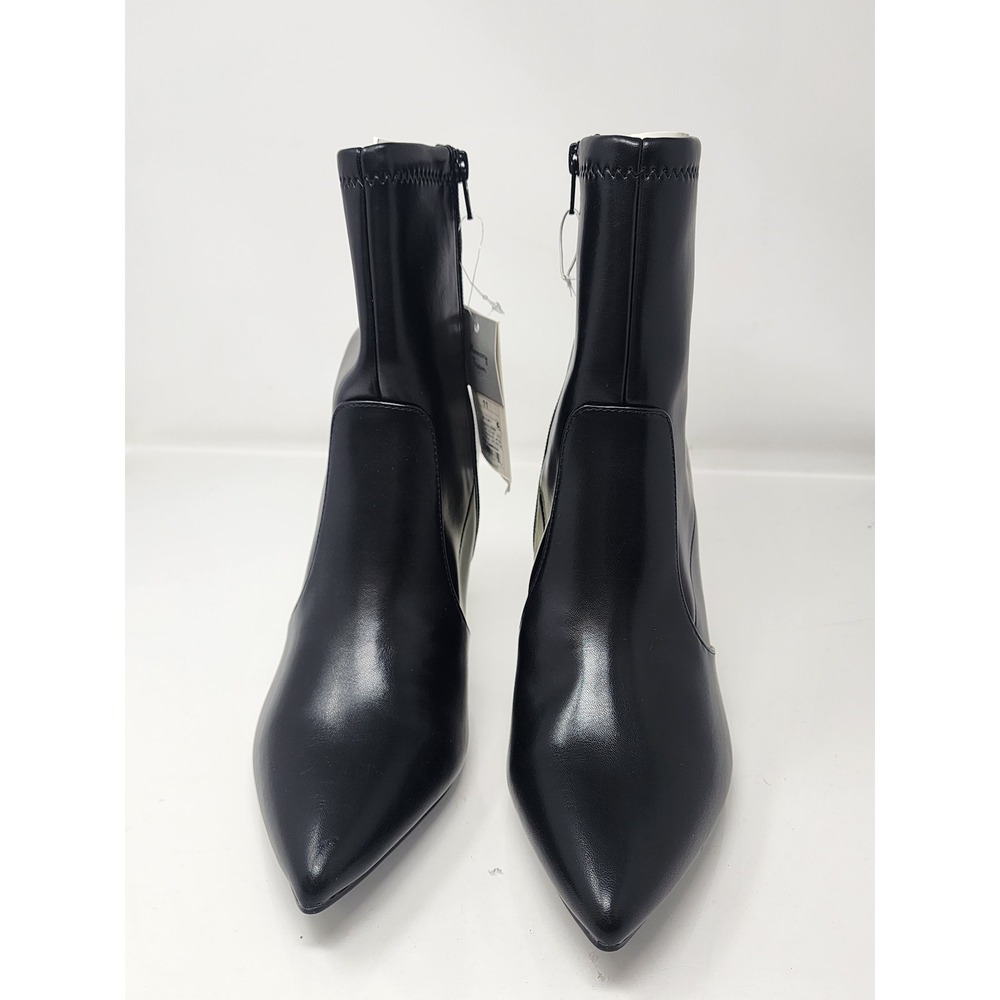 A New‎ Day Womens Pointed Toe Ankle Boots Black Faux Leather Casual Size 11